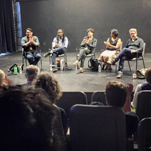 At the 2015 Victory Gardens Ignition Festival. L to R: Isaac Gomez, A. Zell Williams, Basil Kreimendahl, Madhuri Shekar, Josê Rivera